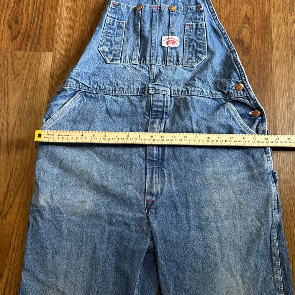 Round House Denim Overalls Mens 36x34 Blue Good Vintage Distressed Workwear